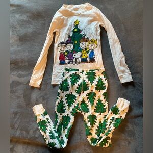 Hanna Andersson Kids Pajama Set - White with Green Trees